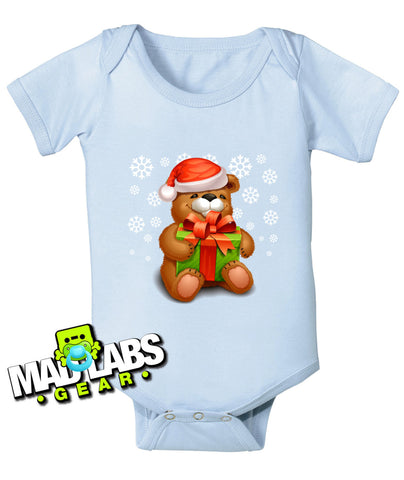 Christmas Teddy Bear My First Christmas Baby's first cute funny baby one piece non-toxic, water-based inks jumper Bodysuit Creeper Dirty B-8