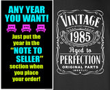 Vintage Aged To Perfection Original Parts Mostly Birthday T-shirt (Any Year) S-YEAR