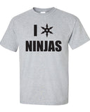 i heart ninjas love ninja star japanese ninjutsu martial arts funny Printed graphic T-Shirt Tee Shirt Mens Ladies Women Youth Kids ML-079