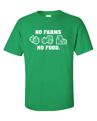 No Farms = No Food Support Your Local Farmers dairy grain Printed T-Shirt Tee Shirt Mens Ladies Womens dad farmer Kids wheat mad labs ML-221