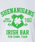 Shenanigans pub crawl bar scotland saint st. Patrick's Paddy's ireland irish scottish T-Shirt Tee Shirt Mens Ladies Womens mad labs ML-282g