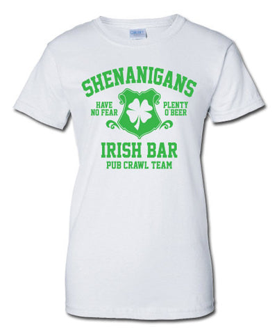 Shenanigans pub crawl bar scotland saint st. Patrick's Paddy's ireland irish scottish T-Shirt Tee Shirt Mens Ladies Womens mad labs ML-282g