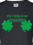 Stop Staring at my Shamrocks beer bar scotland saint st. Patrick's Paddy's ireland scottish T-Shirt Tee Shirt Ladies Womens mad labs ML-337g