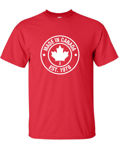 Made in Canada Established in 1978 (Or Any Year) Maple Leaf flag Shirt Canadian t-shirt eh nationality proud to be Canadian ML-385