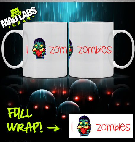 I Love Zombies I Heart Funny Zombie Apocalypse Mugs Gift Walking Dead Brains Coffee Mug Latte Ladies Womens gift mad labs Mug-7