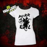 Purr Evil Cat t-shirt satanic shirt, goth, hipster, hail satan, quote, trendy cool skull gift gothic halloween Mens Ladies swag MLG-1057