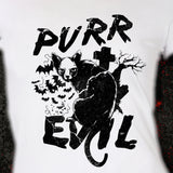 Purr Evil Cat t-shirt satanic shirt, goth, hipster, hail satan, quote, trendy cool skull gift gothic halloween Mens Ladies swag MLG-1057