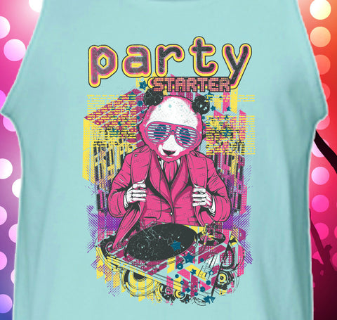 Party Starter Retro 80s Panda DJ Tank Top MLG-1060