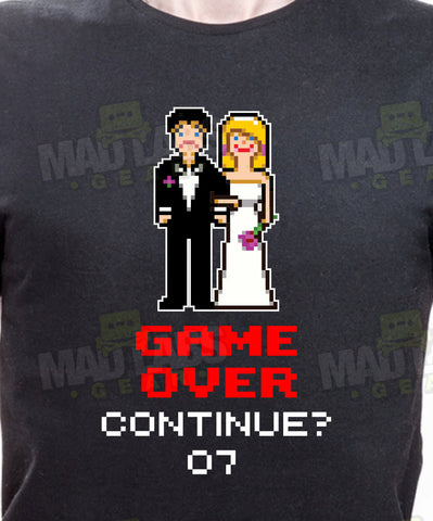 Game Over Continue Bride and Groom T-shirt wedding bachelor party groom Gamer Nerd funny Sizes tee shirt Mens Ladies swag MLG-1070