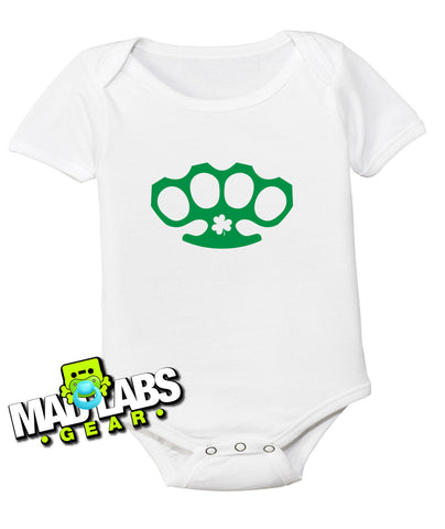 Irish Scottish Hooligan knuckle brace brass knuckles cute funny baby one piece non-toxic, water-based inks jumper Bodysuit Creeper Dirty B-7