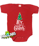 My First Christmas Baby's first Christmas xmas cute funny baby one piece non-toxic, water-based inks jumper Bodysuit Creeper Dirty B-4