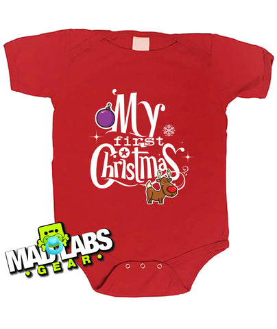 My First Christmas Baby's first Christmas Rudolph cute funny baby one piece non-toxic, water-based inks jumper Bodysuit Creeper Dirty B-13
