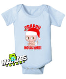 Crappy Holidays Baby's first Christmas Rudolph cute funny baby one piece non-toxic, water-based inks jumper Bodysuit Creeper Dirty B-17