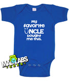 My Favorite Uncle Bought Me This first cute funny baby one piece music tv show geek nerd jumper Bodysuit Creeper Dirty DJ B-32