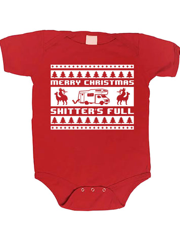 Merry Christmas Shitter's Full Poopie Diaper xmas funny baby one piece non-toxic, water-based inks jumper Bodysuit Creeper Dirty ML-187b