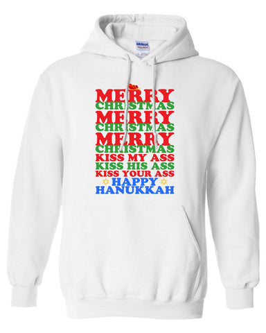 Merry Christmas Kiss my Ass his ass your ass Happy Hanukkah Hoodie Vacation Shirt T-shirt ugly sweater Funny Mens Ladies cool MLG-1103
